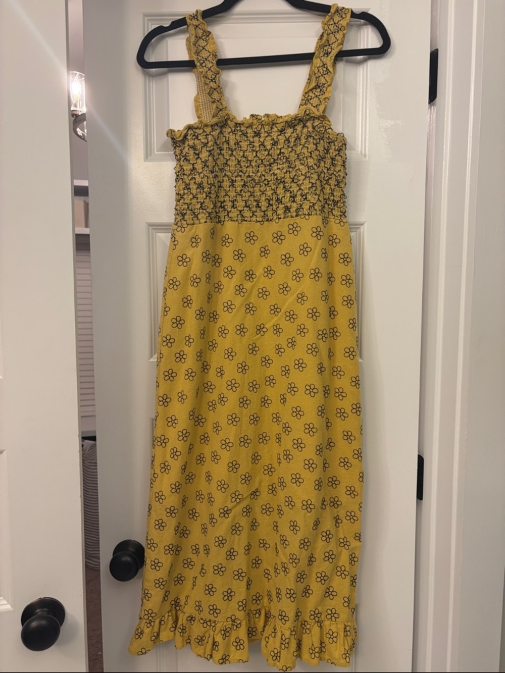moodie Yellow Floral Smocked Midi Dress